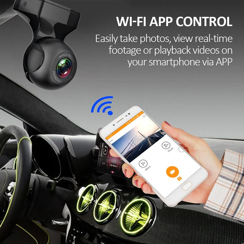 170° WiFi Dash Cam Recorder Car Camera HD 1080P Car DVR Vehicle Video ...