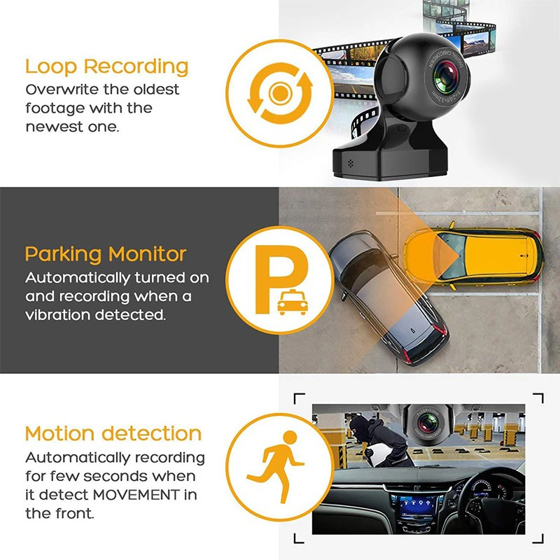 170° WiFi Dash Cam Recorder Car Camera HD 1080P Car DVR Vehicle Video ...